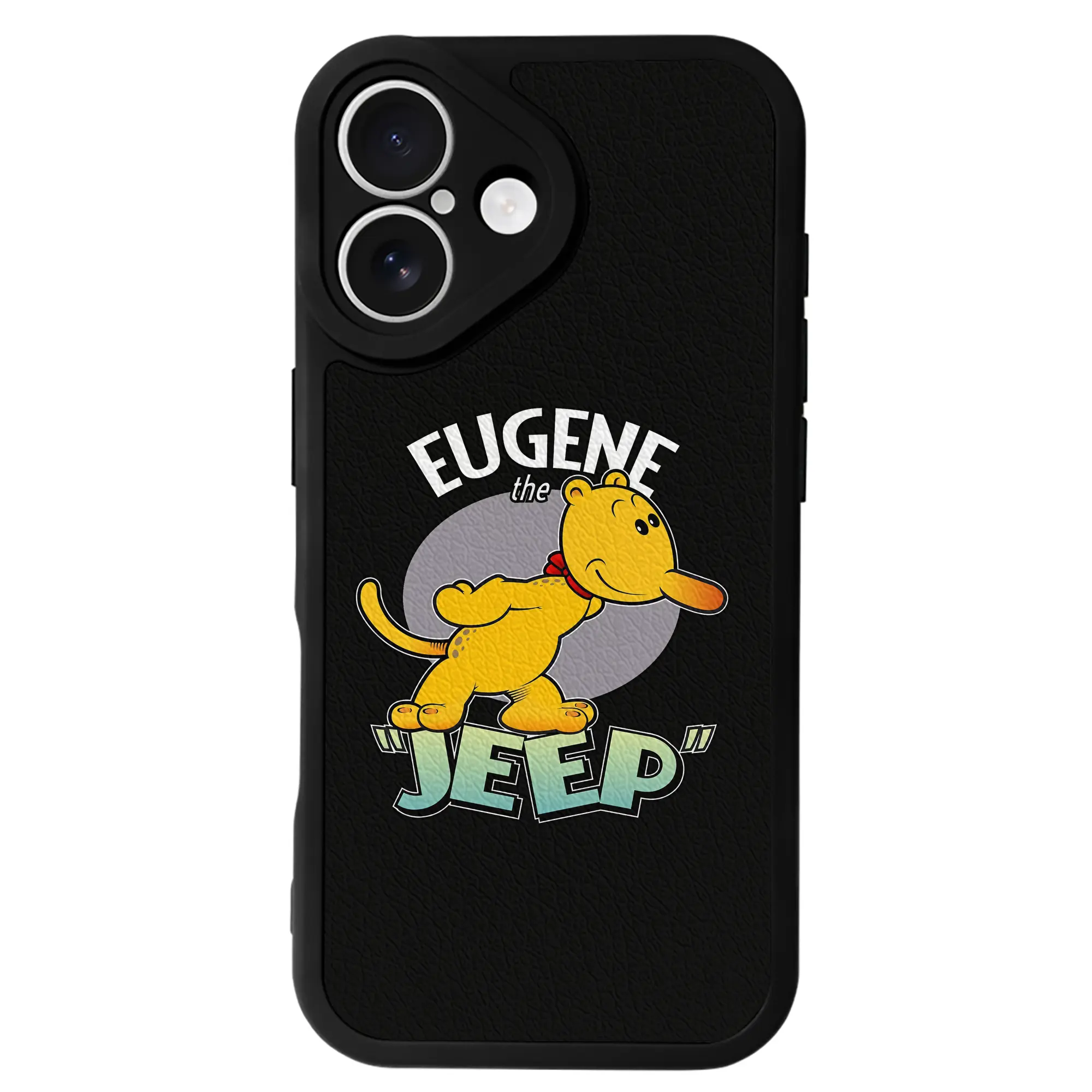 ポパイ グッズ ユージーン・ザ・ジープ - IPhone 16シリーズ対応 ・ シリコンスマホケース ・ レザー調 ・ 高精度フィット ・ 耐衝撃 ・ ワイヤレス充電対応 ・ 精密カット